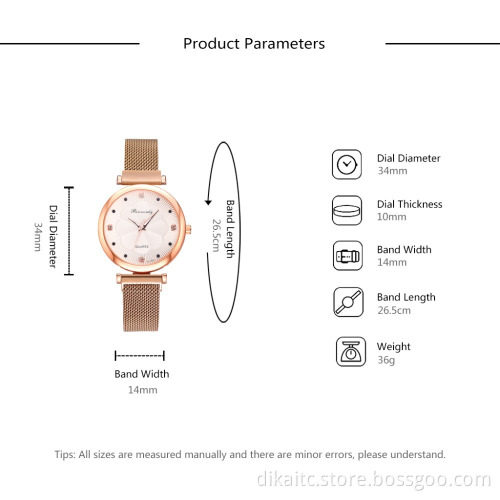 5 pcs Fashion Women Watch Gift Set Fine Rose Gold Bracelet Quartz Watch Sets For Girls Casual Stainless Steel Mesh Wristwatch